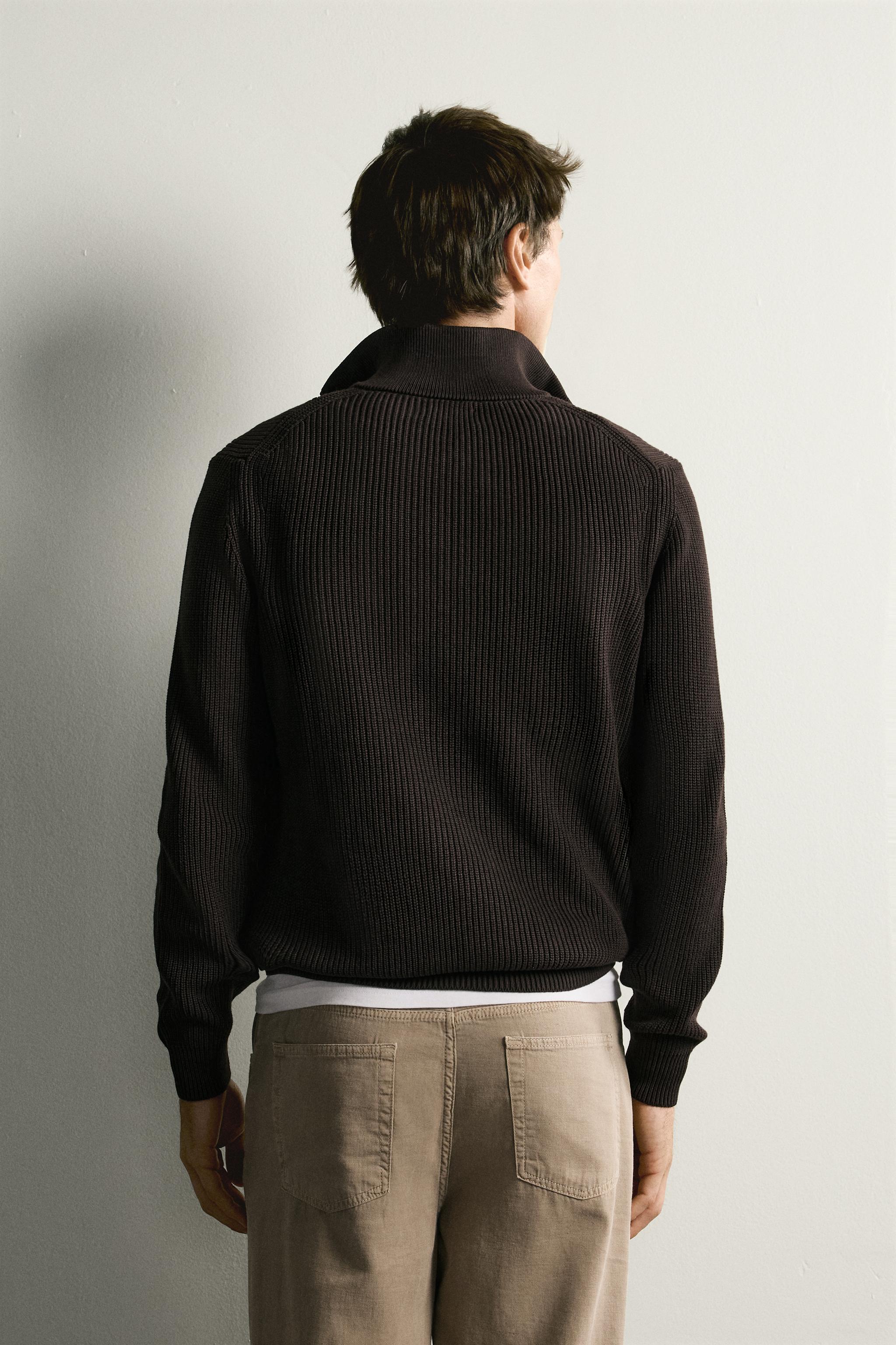PURL KNIT QUARTER-ZIP JUMPER